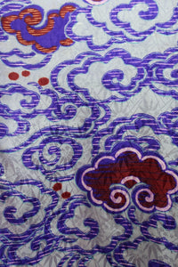 Kimono Vintage(1920-1950) Gray Purple Cloud Silk #8420E1