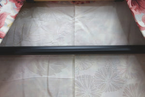 Haori Jacket Vintage(1950-1980) White Reddish Pink Flower Silk #8308C3