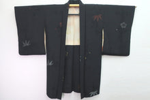 Load image into Gallery viewer, Haori Jacket Vintage(1950-1980) Black Bamboo Plum blossom Silk #8382D2
