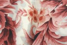 Load image into Gallery viewer, Haori Jacket Vintage(1950-1980) White Reddish Pink Flower Silk #8308C3
