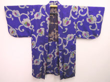Load image into Gallery viewer, Haori Jacket Vintage(1920-1950) Blueish Purple Camellia Meisen Silk #8268C1
