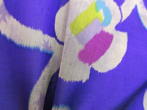 Haori Jacket Vintage(1920-1950) Blueish Purple Camellia Meisen Silk #8268C1