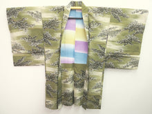 Load image into Gallery viewer, Haori Jacket Vintage(1920-1950) Khaki Tree Meisen Silk #8269C1
