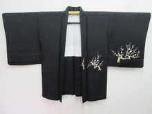 Load image into Gallery viewer, Haori Jacket Vintage(1950-1980) Black Plum blossom Branch Silk #8073A1
