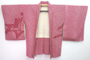 Haori Jacket Vintage(1950-1980) Magenta Full Shibori Chrysanthemum Silk #8349C5