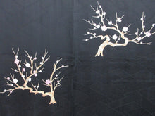 Load image into Gallery viewer, Haori Jacket Vintage(1950-1980) Black Plum blossom Branch Silk #8073A1
