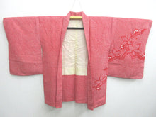 Load image into Gallery viewer, Haori Jacket Vintage(1950-1980) Red Full Shibori Bellflower Silk #7745K2
