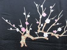 Load image into Gallery viewer, Haori Jacket Vintage(1950-1980) Black Plum blossom Branch Silk #8073A1

