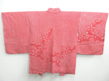 Load image into Gallery viewer, Haori Jacket Vintage(1950-1980) Red Full Shibori Bellflower Silk #7745K2
