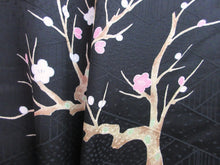 Load image into Gallery viewer, Haori Jacket Vintage(1950-1980) Black Plum blossom Branch Silk #8073A1
