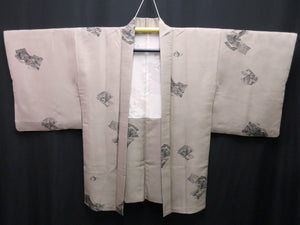 Haori Jacket Vintage(1950-1980) Beige Heian Princess Silk #7605H4
