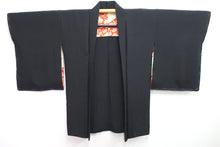 Load image into Gallery viewer, Haori Jacket Vintage(1950-1980) Black Bamboo leaf Chrysanthemum Silk #8424E1
