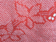 Load image into Gallery viewer, Haori Jacket Vintage(1950-1980) Red Full Shibori Bellflower Silk #7745K2
