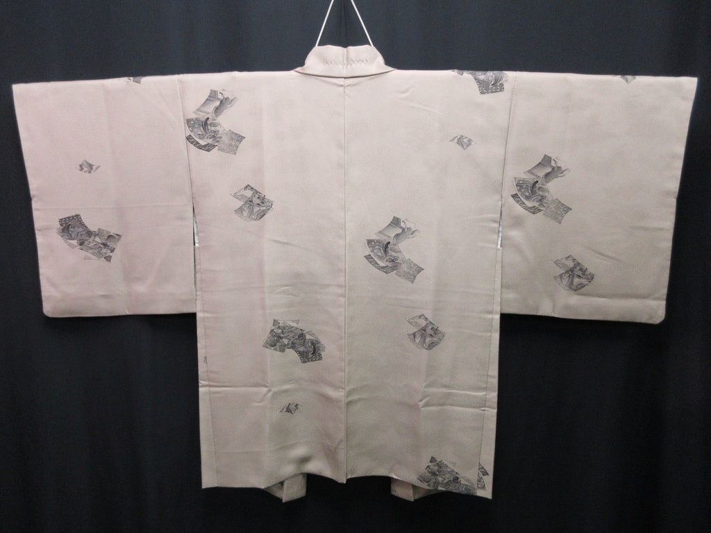 Haori Jacket Vintage(1950-1980) Beige Heian Princess Silk #7605H4