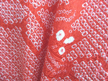 Load image into Gallery viewer, Haori Jacket Vintage(1950-1980) Red Full Shibori Bellflower Silk #7745K2
