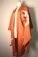 Load image into Gallery viewer, Haori Jacket Vintage(1920-1950) Dark Persimmon Bamboo Silk #8752K1
