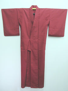 Kimono Vintage(1950-1980) Wine red See-Through Flower Silk #7973M5