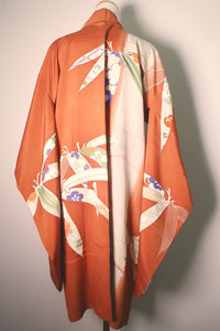 Haori Jacket Vintage(1920-1950) Dark Persimmon Bamboo Silk #8752K1