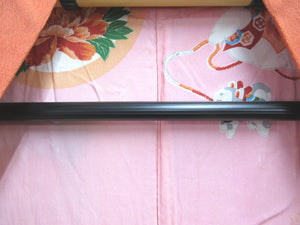 Haori Jacket Vintage(1920-1950) Vermillion Paulownia Tachibana Ryusui Long Silk #7665J2