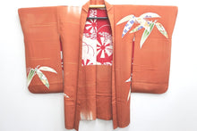Load image into Gallery viewer, Haori Jacket Vintage(1920-1950) Dark Persimmon Bamboo Silk #8752K1
