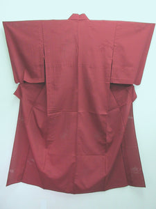 Kimono Vintage(1950-1980) Wine red See-Through Flower Silk #7973M5