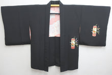 Load image into Gallery viewer, Haori Jacket Vintage(1950-1980) Black Flower Silk #8726J4
