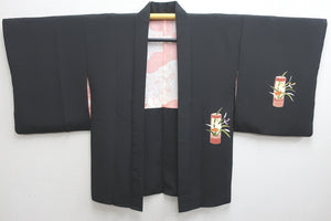 Haori Jacket Vintage(1950-1980) Black Flower Silk #8726J4