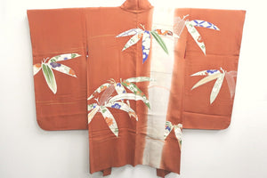 Haori Jacket Vintage(1920-1950) Dark Persimmon Bamboo Silk #8752K1