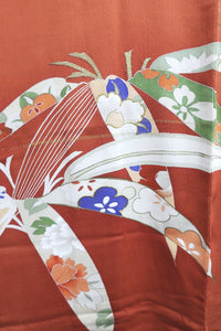 Haori Jacket Vintage(1920-1950) Dark Persimmon Bamboo Silk #8752K1