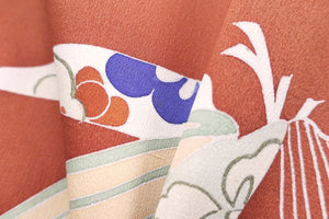 Haori Jacket Vintage(1920-1950) Dark Persimmon Bamboo Silk #8752K1