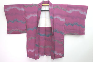 Haori Jacket Vintage(1950-1980) Ash Purple Maple Leaf Silk #8314C3