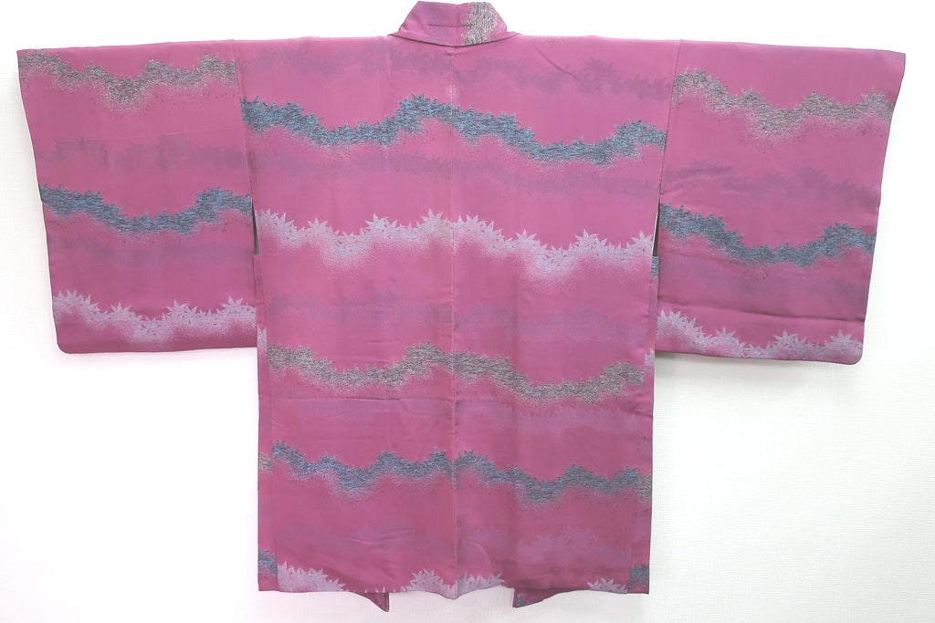 Haori Jacket Vintage(1950-1980) Ash Purple Maple Leaf Silk #8314C3