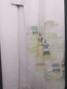 Kimono Pale Lavender Hand painted Gion Matsuri Tall Silk #8273C1