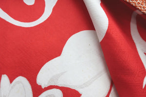 Haori Jacket Vintage(1950-1980) Vermillion Full Shibori Chrysanthemum Silk #8428E1