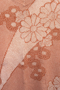 Haori Jacket Vintage(1950-1980) Vermillion Full Shibori Chrysanthemum Silk #8428E1