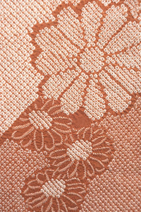 Haori Jacket Vintage(1950-1980) Vermillion Full Shibori Chrysanthemum Silk #8428E1
