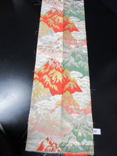 Load image into Gallery viewer, MOF#241 Silk Obi Fabric Vintage(1950-1980) Mountain Gold Red Green 36.2x11.8in(92x30cm)
