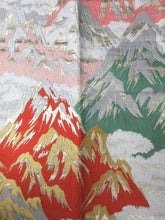 Load image into Gallery viewer, MOF#241 Silk Obi Fabric Vintage(1950-1980) Mountain Gold Red Green 36.2x11.8in(92x30cm)
