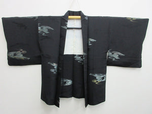 Haori Jacket Vintage(1950-1980) Black Wave Silk #7847L3