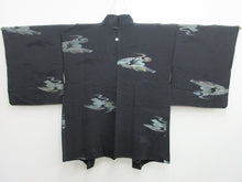 Load image into Gallery viewer, Haori Jacket Vintage(1950-1980) Black Wave Silk #7847L3
