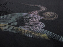 Load image into Gallery viewer, Haori Jacket Vintage(1950-1980) Black Wave Silk #7847L3
