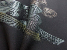 Load image into Gallery viewer, Haori Jacket Vintage(1950-1980) Black Wave Silk #7847L3
