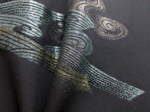 Haori Jacket Vintage(1950-1980) Black Wave Silk #7847L3