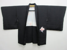 Load image into Gallery viewer, Haori Jacket Vintage(1950-1980) Black Chrysanthemum Maple Folding Fan Silk #7848L3
