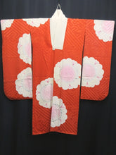 Load image into Gallery viewer, Juban Vintage(1920-1950) Vermillion Furisode Plum blossom Silk #8116A4
