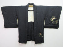 Load image into Gallery viewer, Haori Jacket Vintage(1950-1980) Black Chrysanthemum Plum blossom Silk #7699J4
