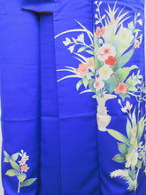 Load image into Gallery viewer, Kimono Blue Bellflower Tsukesage Tall Silk #8144B1
