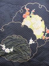 Load image into Gallery viewer, Haori Jacket Vintage(1950-1980) Black Chrysanthemum Plum blossom Silk #7699J4
