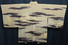 Load image into Gallery viewer, Haori Jacket Vintage(1950-1980) Light Khaki Landscape Silk #8524F3

