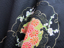 Load image into Gallery viewer, Haori Jacket Vintage(1950-1980) Black Chrysanthemum Plum blossom Silk #7699J4
